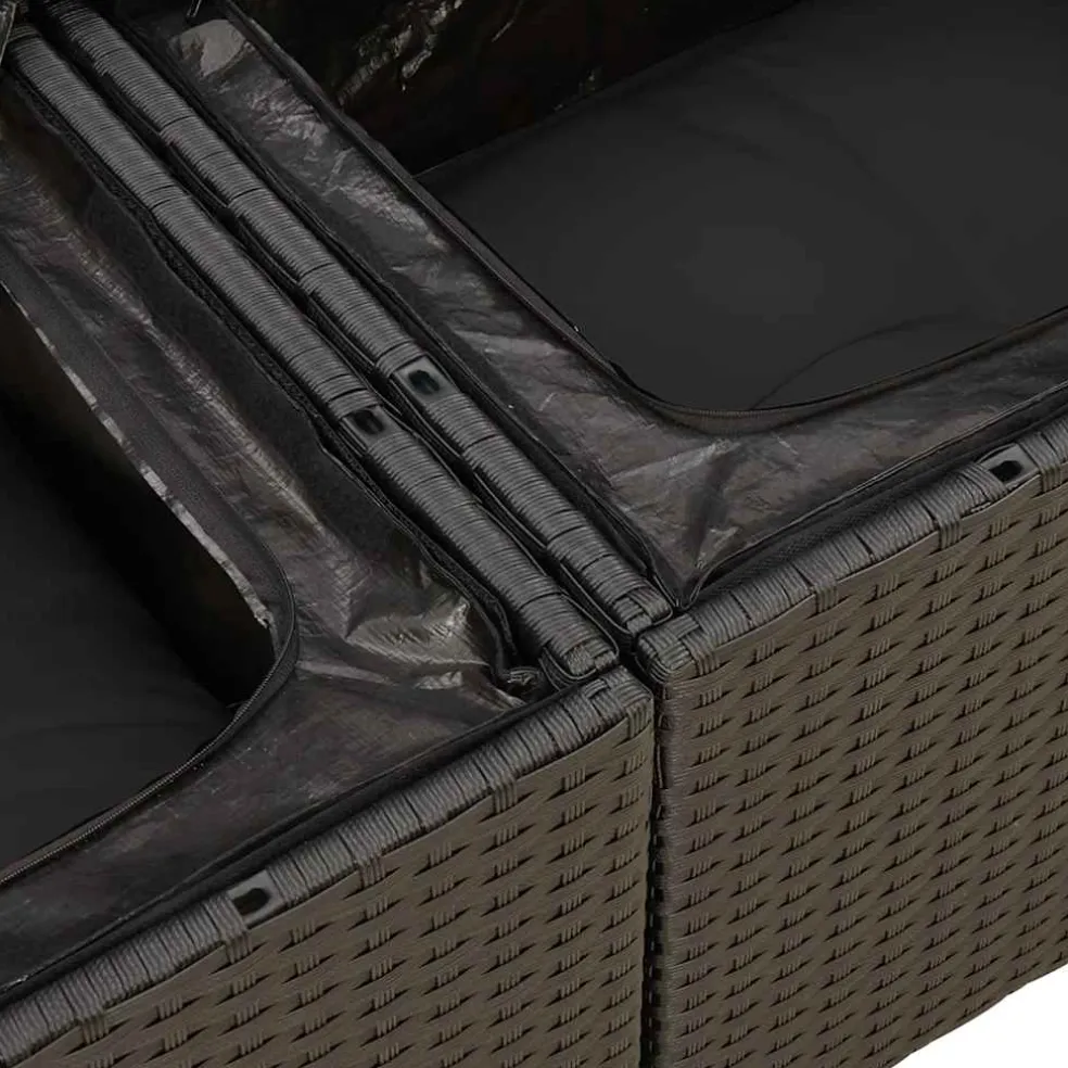 vidaXL 7-delige Loungeset met kussens poly rattan zwart