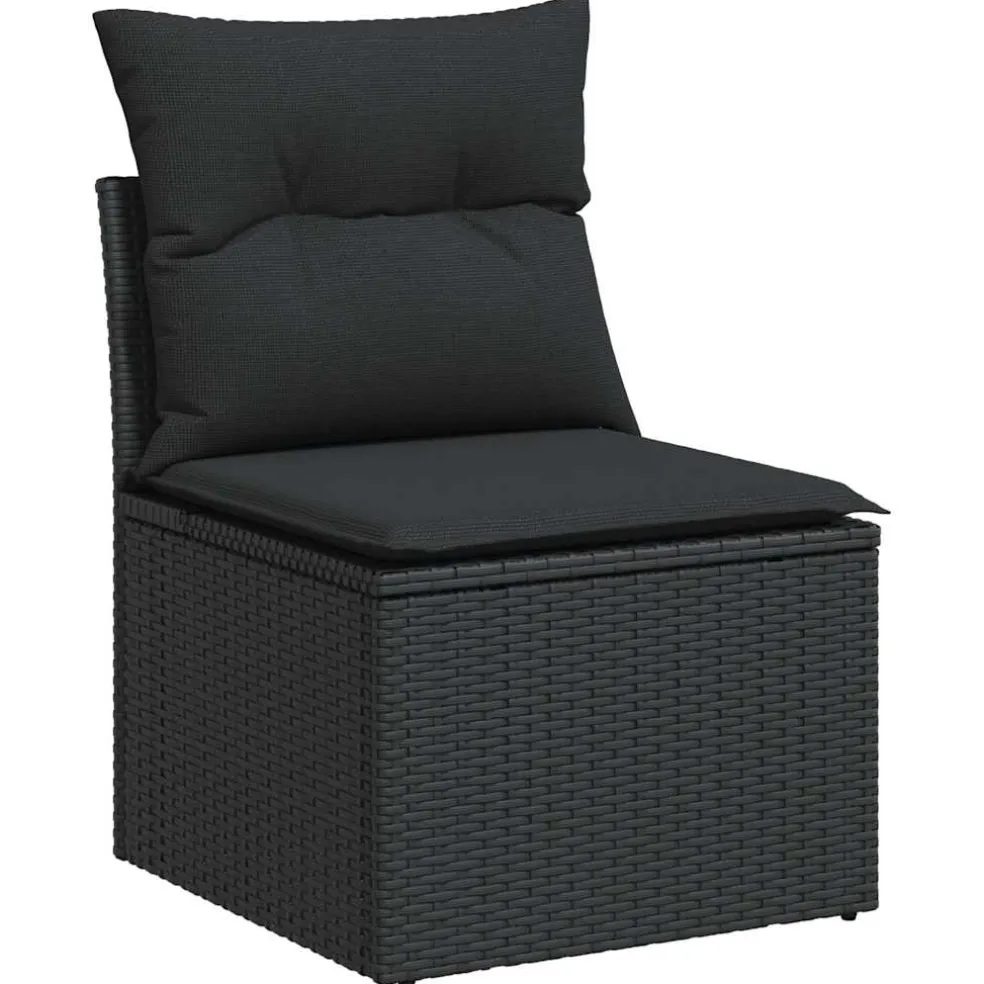 vidaXL 7-delige Loungeset met kussens poly rattan zwart