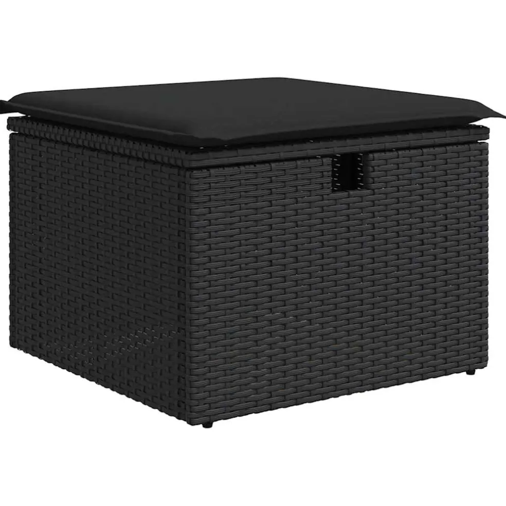 vidaXL 7-delige Loungeset met kussens poly rattan zwart