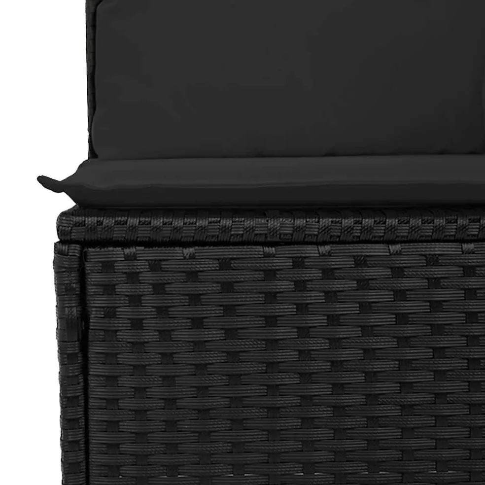 vidaXL 7-delige Loungeset met kussens poly rattan zwart