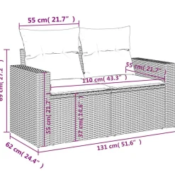 vidaXL 7-delige Loungeset met kussens poly rattan zwart