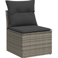 vidaXL 10-delige Loungeset met kussens poly rattan grijs