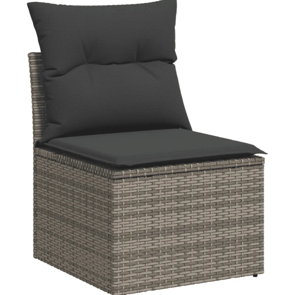 vidaXL 10-delige Loungeset met kussens poly rattan grijs