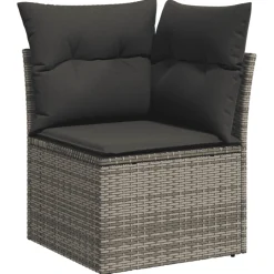 vidaXL 10-delige Loungeset met kussens poly rattan grijs