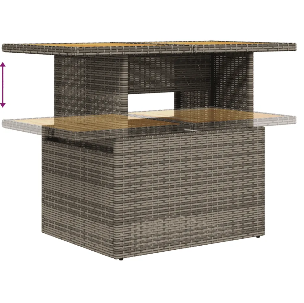 vidaXL 10-delige Loungeset met kussens poly rattan grijs