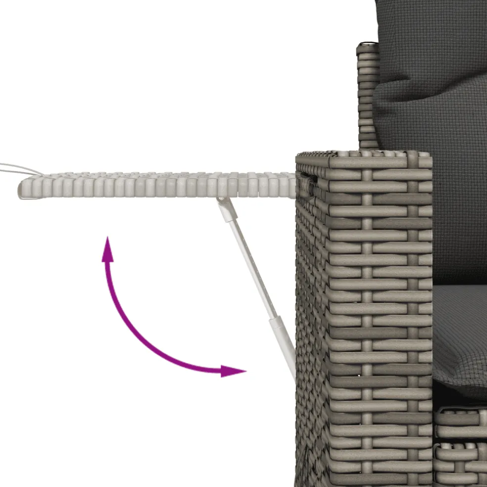 vidaXL 10-delige Loungeset met kussens poly rattan grijs