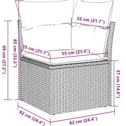vidaXL 7-delige Loungeset met kussens poly rattan grijs