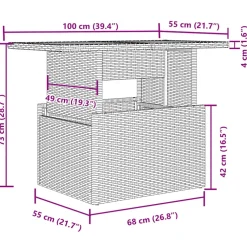vidaXL 7-delige Loungeset met kussens poly rattan grijs