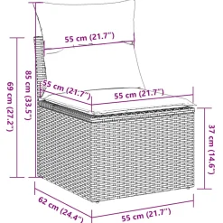 vidaXL 7-delige Loungeset met kussens poly rattan grijs