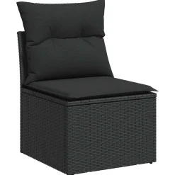 vidaXL 7-delige Loungeset met kussens poly rattan zwart