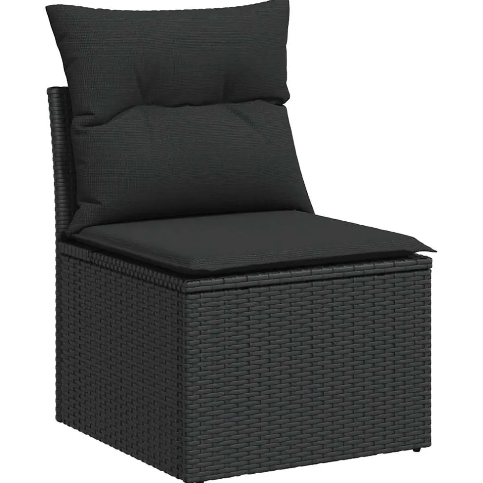 vidaXL 7-delige Loungeset met kussens poly rattan zwart