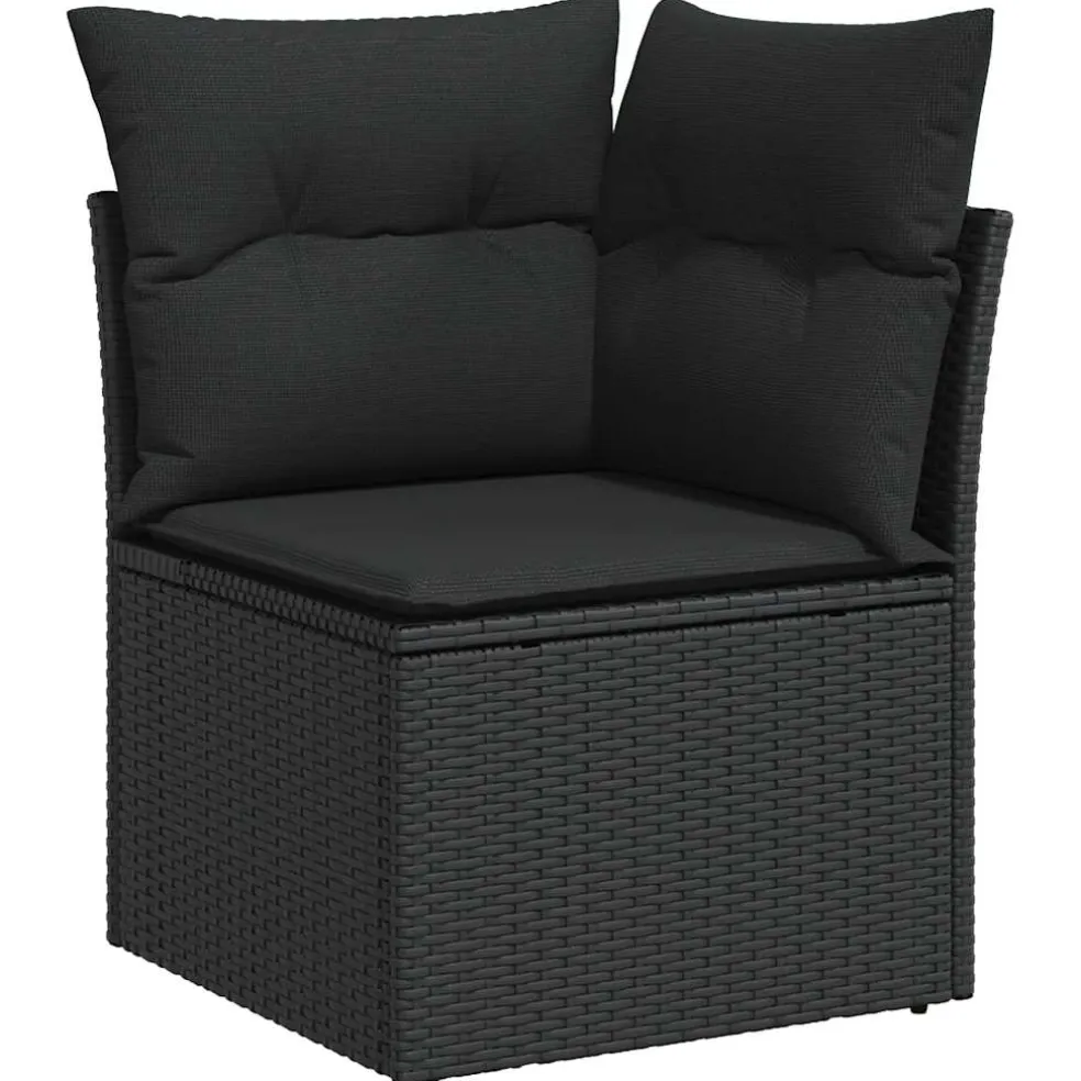 vidaXL 7-delige Loungeset met kussens poly rattan zwart