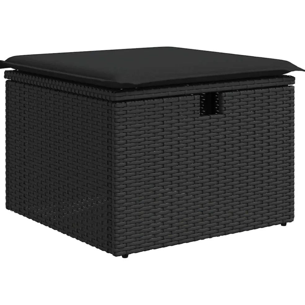 vidaXL 7-delige Loungeset met kussens poly rattan zwart