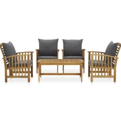 vidaXL 5-delige Loungeset met kussens massief acaciahout