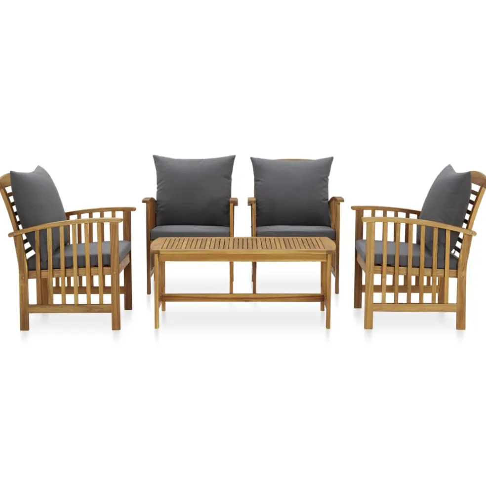 vidaXL 5-delige Loungeset met kussens massief acaciahout