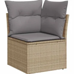 vidaXL 4-delige Loungeset met kussens poly rattan bruin