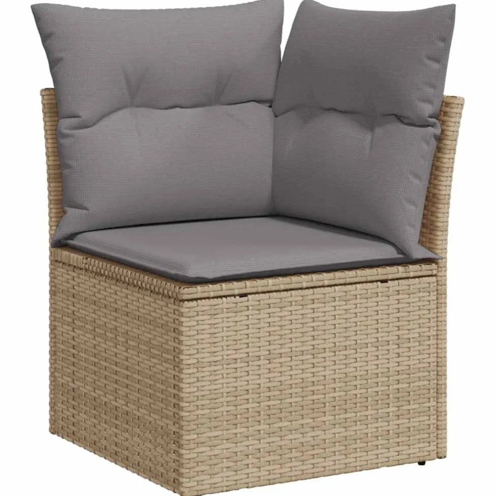 vidaXL 4-delige Loungeset met kussens poly rattan bruin