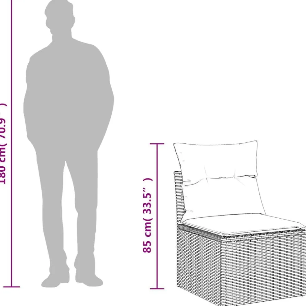 vidaXL 4-delige Loungeset met kussens poly rattan bruin