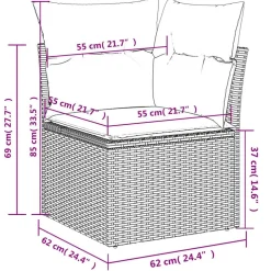 vidaXL 9-delige Loungeset met kussens poly rattan beige