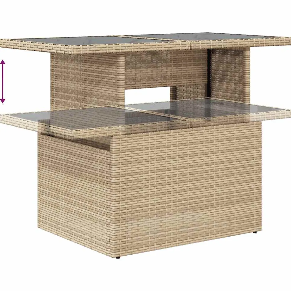 vidaXL 4-delige Loungeset met kussens poly rattan bruin