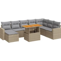 vidaXL 4-delige Loungeset met kussens poly rattan bruin