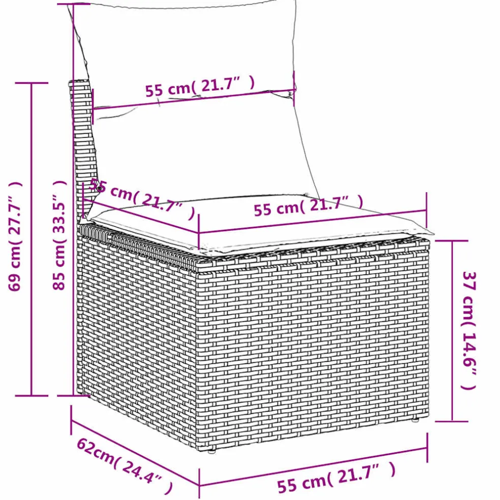 vidaXL 4-delige Loungeset met kussens poly rattan bruin