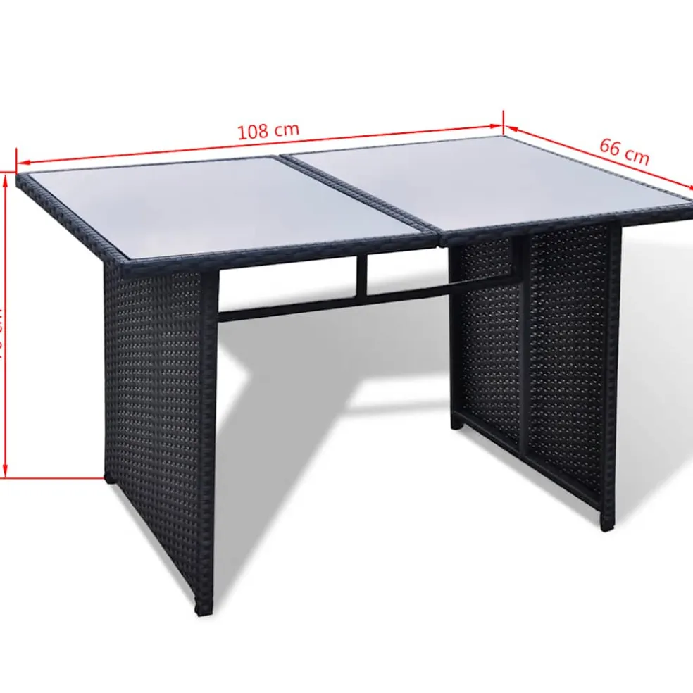 vidaXL 10-delige Loungeset met kussens poly rattan zwart