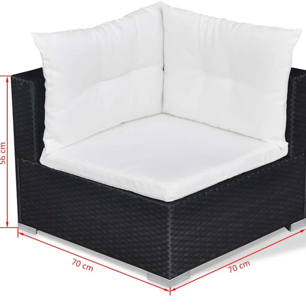 vidaXL 10-delige Loungeset met kussens poly rattan zwart