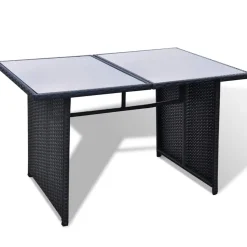 vidaXL 10-delige Loungeset met kussens poly rattan zwart