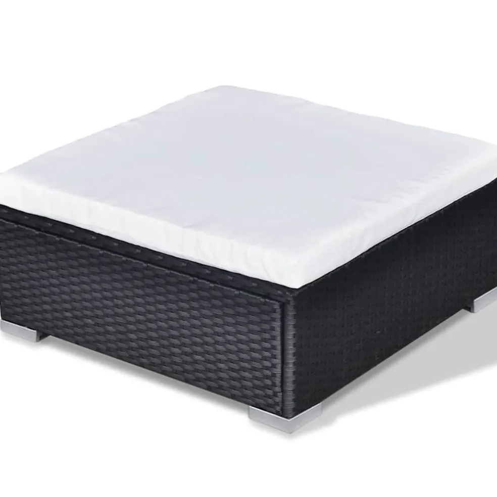 vidaXL 10-delige Loungeset met kussens poly rattan zwart