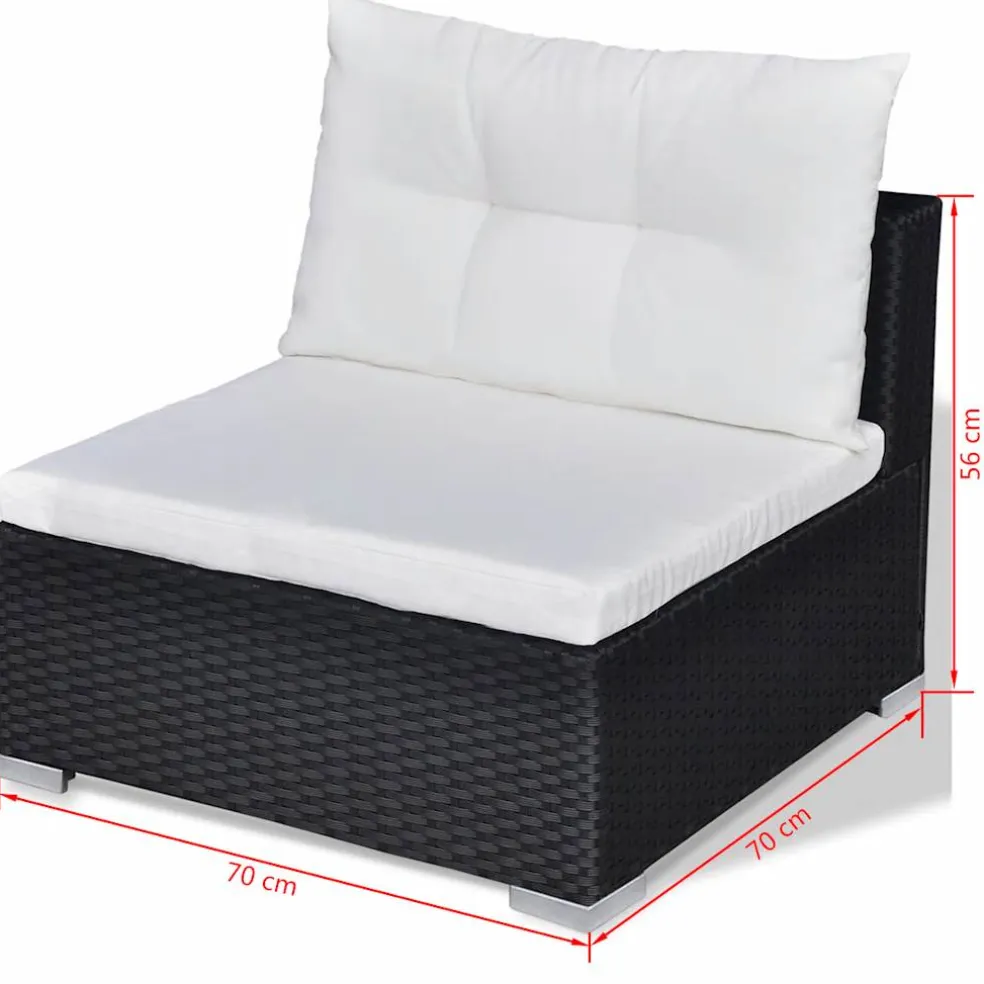 vidaXL 10-delige Loungeset met kussens poly rattan zwart