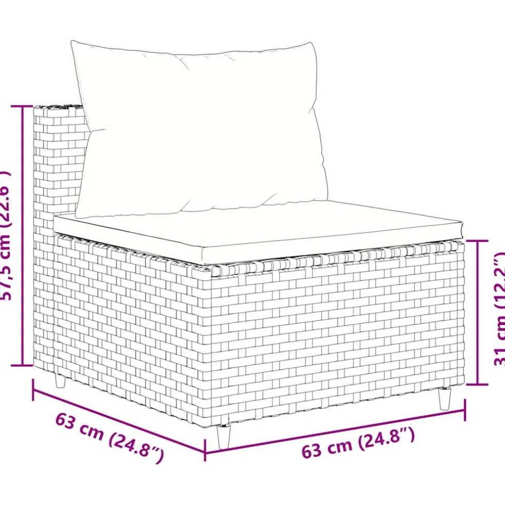 vidaXL 6-delige Loungeset met kussens poly rattan grijs
