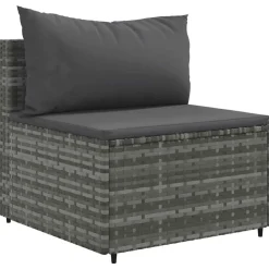 vidaXL 6-delige Loungeset met kussens poly rattan grijs