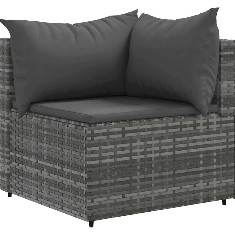 vidaXL 6-delige Loungeset met kussens poly rattan grijs