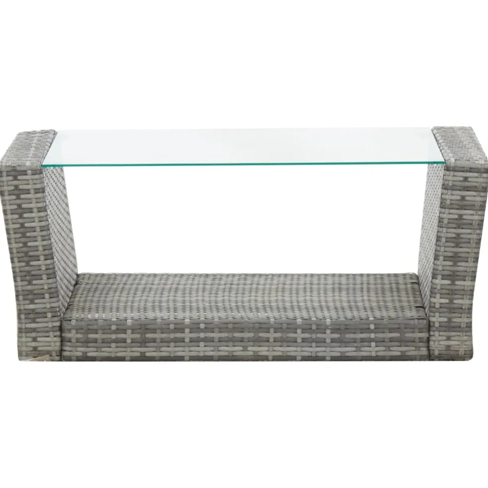vidaXL 4-delige Loungeset met kussens poly rattan grijs