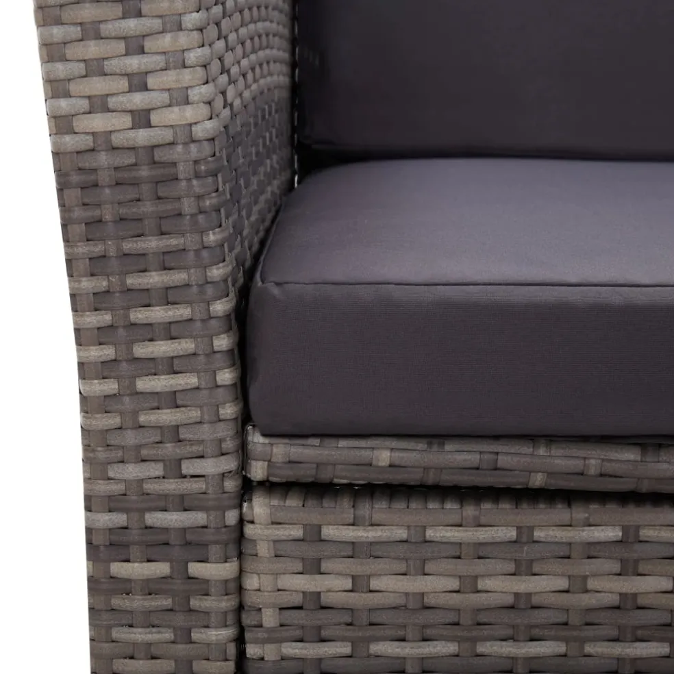 vidaXL 4-delige Loungeset met kussens poly rattan grijs