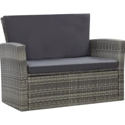 vidaXL 4-delige Loungeset met kussens poly rattan grijs