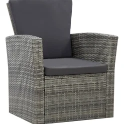 vidaXL 4-delige Loungeset met kussens poly rattan grijs