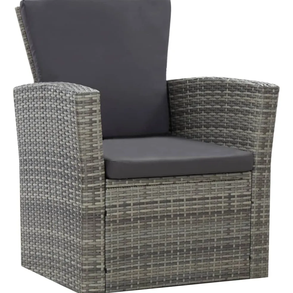 vidaXL 4-delige Loungeset met kussens poly rattan grijs