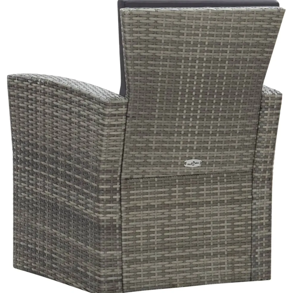 vidaXL 4-delige Loungeset met kussens poly rattan grijs