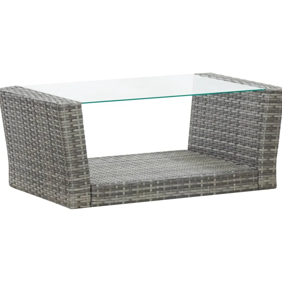 vidaXL 4-delige Loungeset met kussens poly rattan grijs