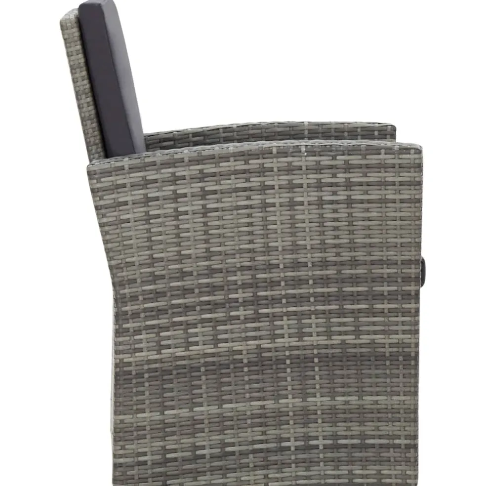 vidaXL 4-delige Loungeset met kussens poly rattan grijs