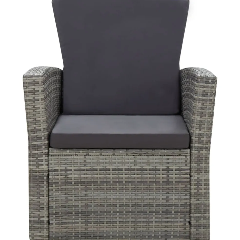 vidaXL 4-delige Loungeset met kussens poly rattan grijs