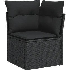 vidaXL 6-delige Loungeset met kussens poly rattan zwart
