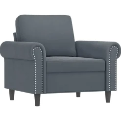 vidaXL 3-delige Loungeset met kussens fluweel donkergrijs