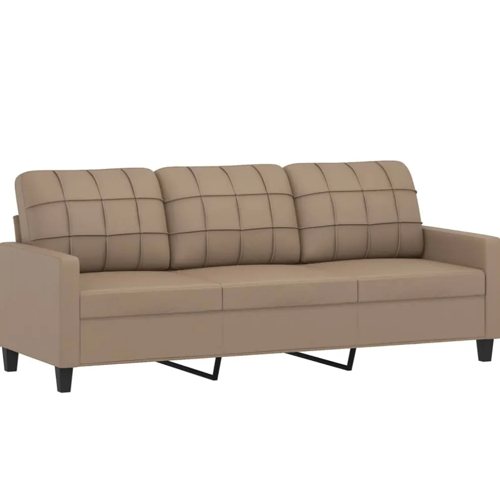 vidaXL 3-delige Loungeset met kussens kunstleer cappuccino