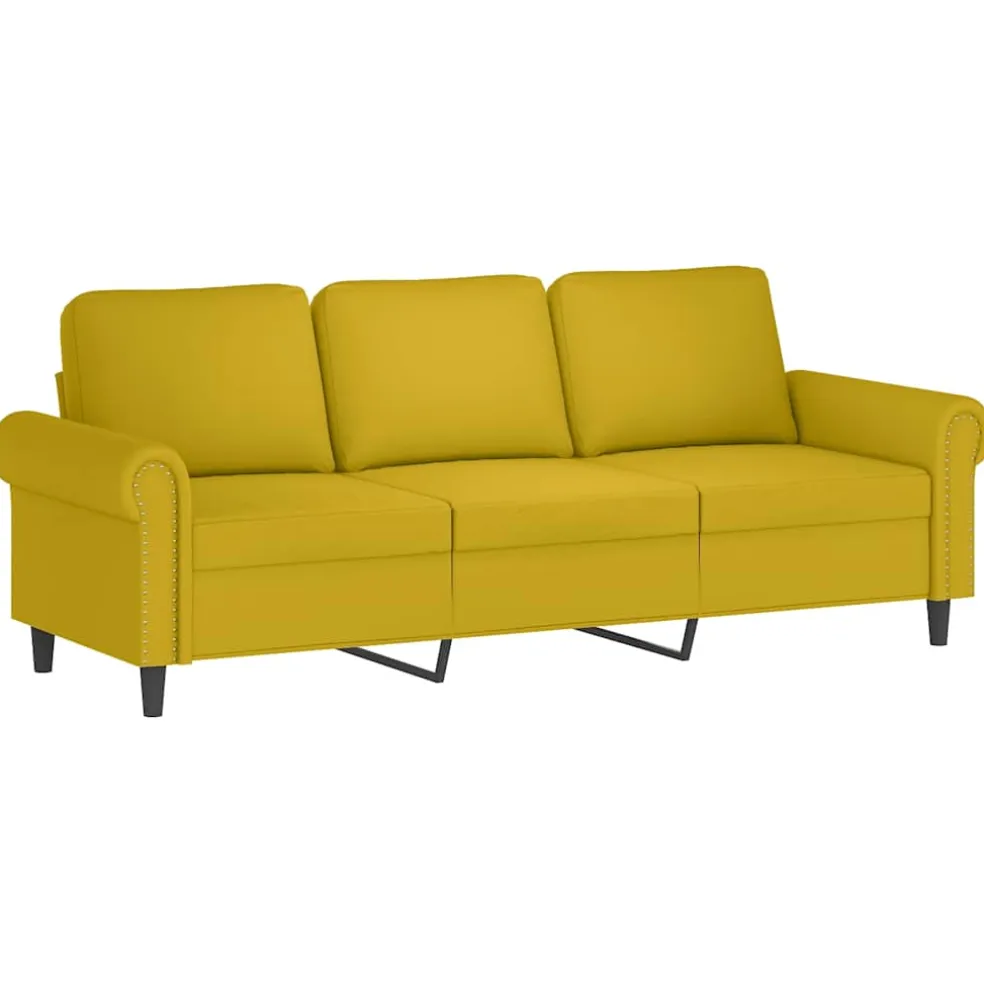 vidaXL 3-delige Loungeset met kussens fluweel geel