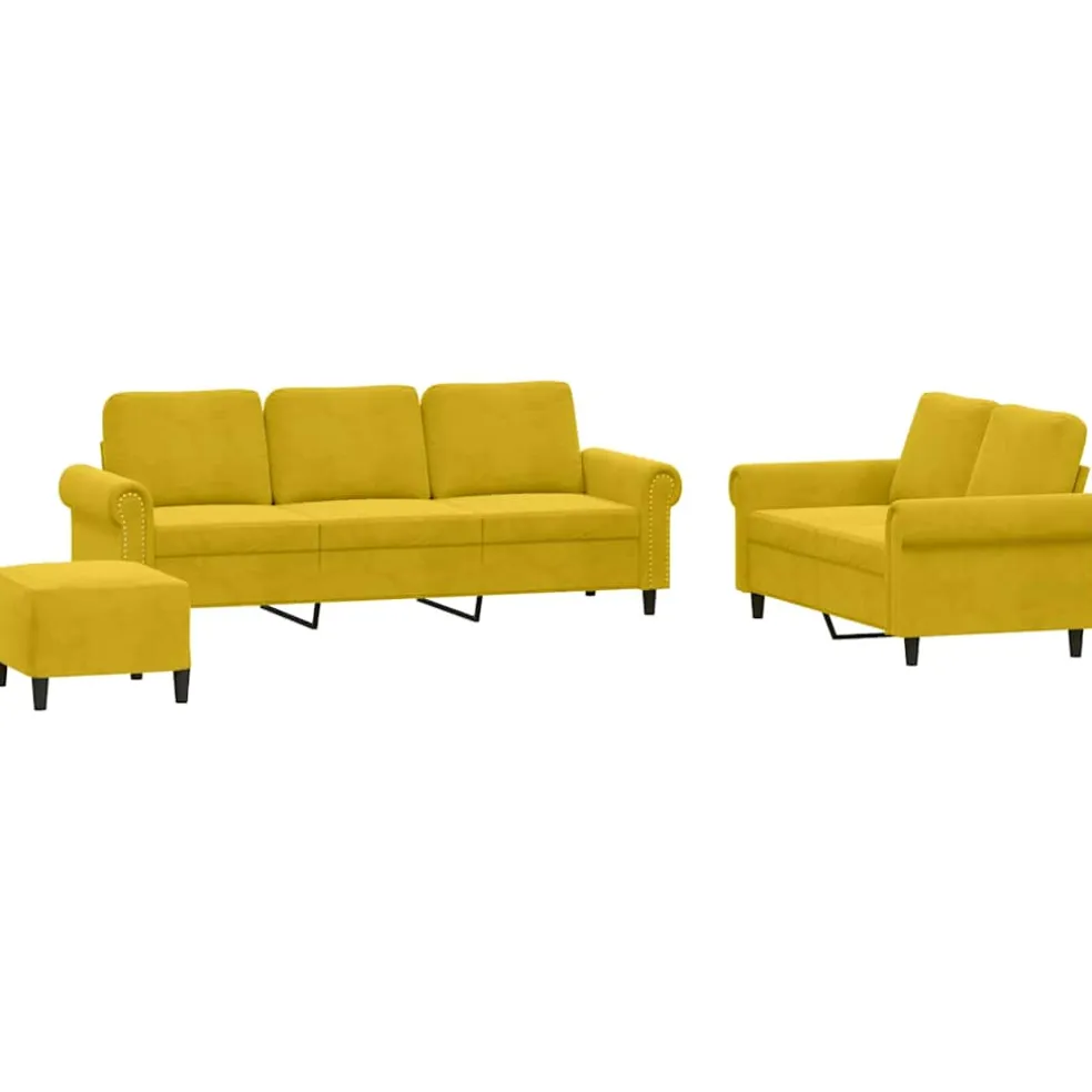 vidaXL 3-delige Loungeset met kussens fluweel geel