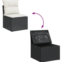 vidaXL 6-delige Loungeset met kussens poly rattan zwart