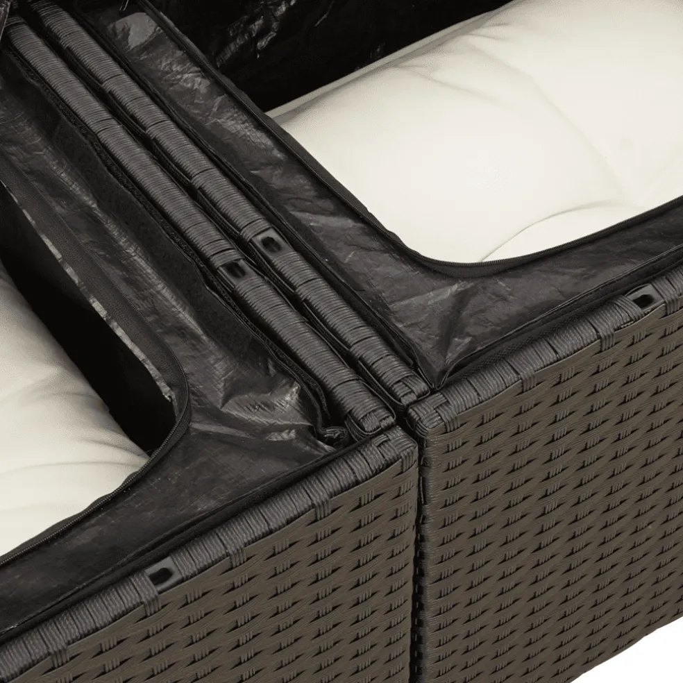 vidaXL 6-delige Loungeset met kussens poly rattan zwart